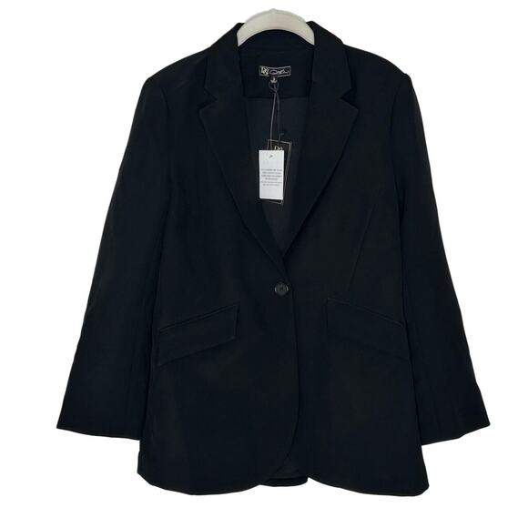 Diane Gilman Women’s Black Ponte Boyfriend 1 Button Stretch Blazer Sz S NWT - Picture 1 of 6
